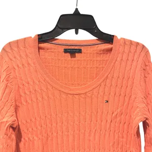 Tommy Hilfiger Womens Coral Cable Knit Sweater Shirt Size S P Cotton Blend‎ thumbnail 2