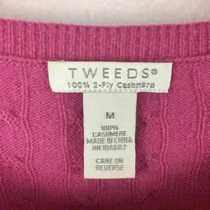 100% Cashmere Pink Ribbed Crew Neck Long Sleeve Sweater by Tweeds M thumbnail 7