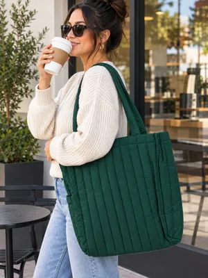 Starbucks Online Exclusive Quilted Green Carryall Tote thumbnail 3