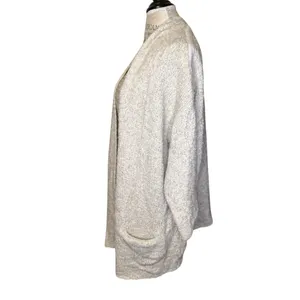 Aerie Wool Blend Cozy Women's Gray Cream Sweater Cardigan Wool Blend L / XL thumbnail 6