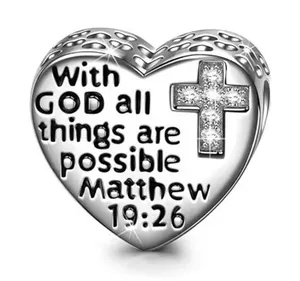 Silver Heart Charm with Inspirational Message thumbnail 1