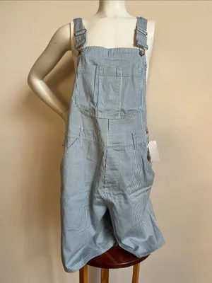 AMI vintage railroad overall Light Blue and White Pinstripe Short Overalls thumbnail 2