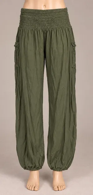 Boho Pants Honeycomb Olive Harem Pants Women’s M 29.5” Inseam thumbnail 1