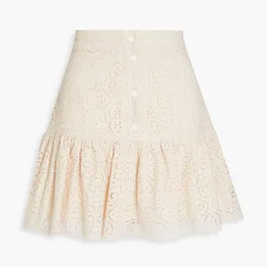 Sandro Ruffled broderie anglaise cotton mini skirt thumbnail 2