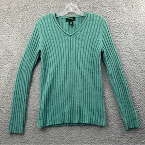 Vintage Lauren Ralph Lauren Silk Linen Knit Sweater Ribbed Preppy Y2K Women' S‎ thumbnail 1
