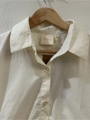 Reistor Women's Oversized Crop Shirt in Off-white Organic Cotton Size XS NWT thumbnail 4