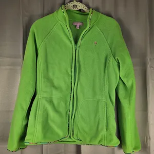 Lilly‎ Pulitzer Womens Green Full Zip Fleece Jacket XS thumbnail 1