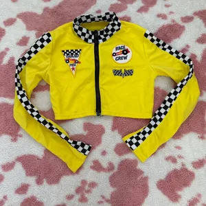 🔥🏁 BRAND NEW Race Day Baddie 5-Piece Set – Checkered & Neon Yellow Medium 🏁🔥 thumbnail 2