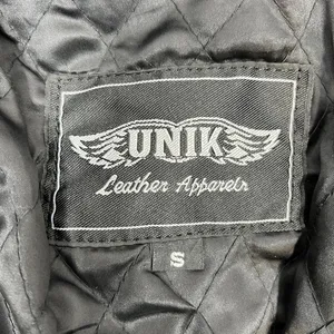 UNIK Leather Fringe‎ Biker Jacket Small Black Purple Rose Inlay Motorcycle Goth thumbnail 3