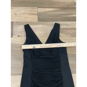 White House Black Market Ruched Dress Satin Chiffon Black Size 10 thumbnail 7