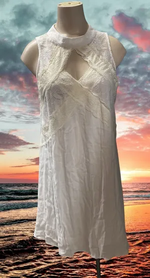 NWOT Miami Women's Size Small White Stretch Sweetheart Mini Dress White Lined thumbnail 1