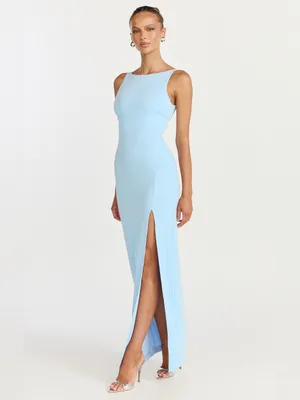 SHOWPO Indi Boat Neck Bodycon Maxi Dress In Light Blue thumbnail 3