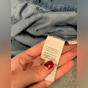 Madewell Blue Denim Wrap Blouse medium thumbnail 7