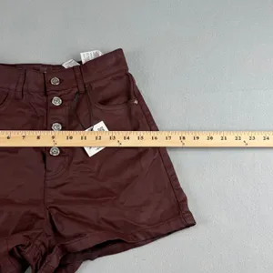 Zara Womens High Waisted Coated Shorts Burgundy Size 2 thumbnail 5