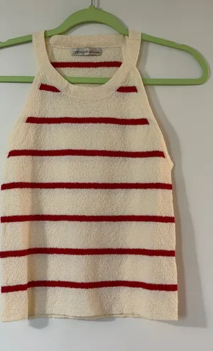 NWOT Zenana Outfitters Cream Tank Top with Red Stripes thumbnail 1