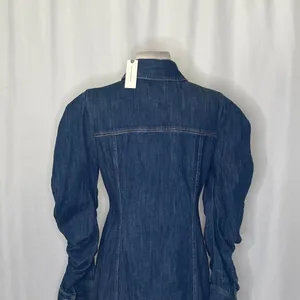 NWT! Anthropologie PILCRO Long-Sleeve Button-Front Seamed Denim Mini Dress Small thumbnail 10