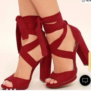 Lulu's Bold Red Strappy Heels thumbnail 1