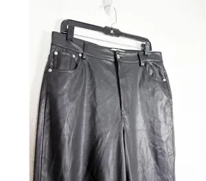 Zara Full Length Faux The 90S Leather Black Pants Size 10 Straight Leg High Rise thumbnail 7