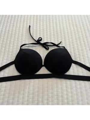 Victoria’s Secret Black Bikini Top Push-up Sz 38C Underwire Swim Padded thumbnail 2