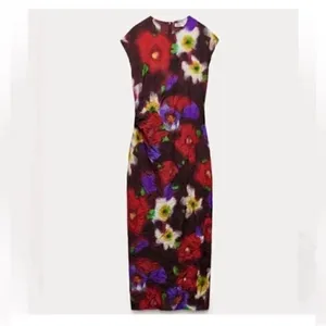 Zara Floral Print Midi Dress(Size XSmall) thumbnail 2