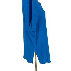 Kobi Halperin Bella Ocean Blue Satin Oversized Button Down Shirt Size M thumbnail 8