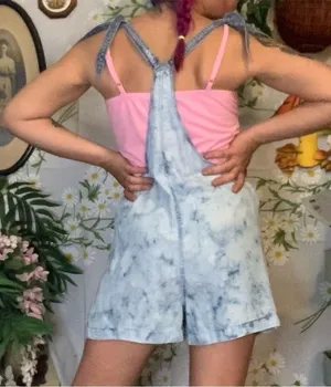 Aerie Blue Acid Wash Rayon Tie Shoulder Romper Sz M thumbnail 9