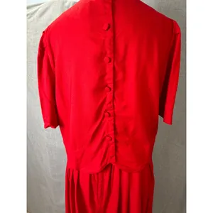 Vintage Karin Stevens Red‎ Beaded Overlay Maxi Dress 80s 90s thumbnail 6