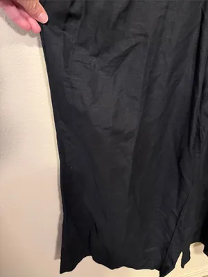 LOFT Black Linen Cap Sleeve Wide Leg Belted Jumpsuit Size XL thumbnail 6