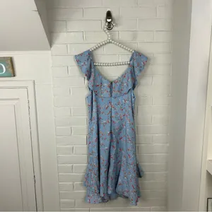 Lulus Radiant Rosa Light Blue Floral Print Ruffled Mini Dress Size M thumbnail 8