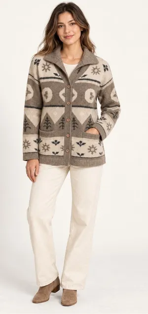 Vintage Bauhinia Lambswool Angora Southwestern Cardigan Sweater M thumbnail 1