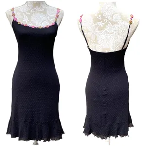 Whimsigoth Betsey Johnson Y2K Swiss Dot Slip Dress Pink Flowers NWT M thumbnail 2