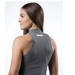 Alphalete Women's Premium Mockneck Tank - Stone Grey , Size Large thumbnail 2