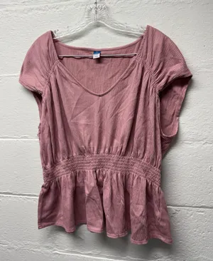 Old Navy Pink Smocked Waist Top thumbnail 3