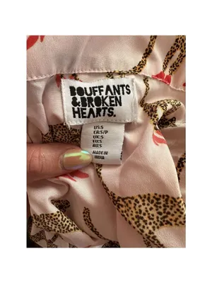Bouffants & Broken Hearts Pajama Set Womens Small Pink Cheetah in Heels thumbnail 7