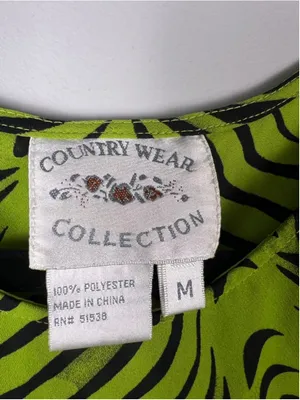 Vintage Y2K Neon Zebra Print 2 Piece Skirt Set Medium Lime Green Festival thumbnail 3