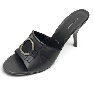 Amalfi Black Italian Leather Fringe kitten-heel mules thumbnail 1
