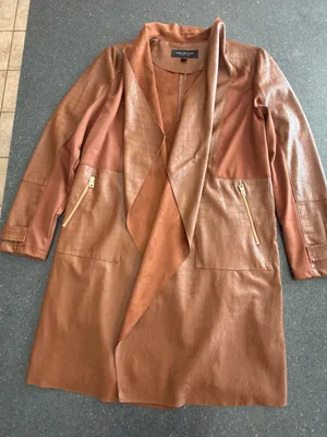 Marc New York by Andrew Marc Brown Croc-Embossed Open-Front Drape Jacket L thumbnail 11