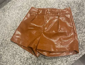 superdown brown leather shorts thumbnail 3