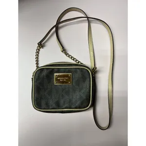 Michael Kors Monogram Small Crossbody Brown Beige Zip Chain Strap Gold Hardware thumbnail 2