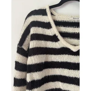 Madewell Ballon Sleeve Pullover Striped Sweater Size Small Alpaca Wool thumbnail 5