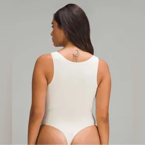Lululemon Wundermost Ultra-Soft Nulu Square Neck Sleeveless Bodysuit Bone thumbnail 3