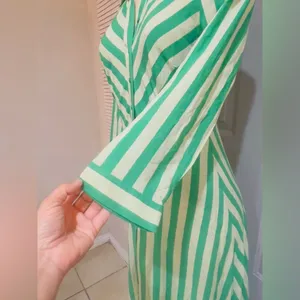Women’s striped maxi shirt dress in green in size XS pit to pit 17” thumbnail 15