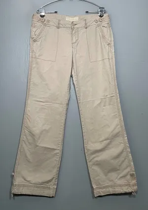 Maurices Women Size 9 10 Tan Khakis Pants Baggy Straight Casual 90s Y2K Utility thumbnail 1