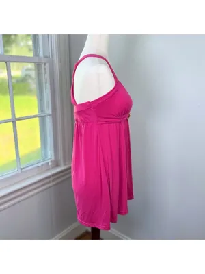 Y2K Vintage Vixen Hot Pink Babydoll Camisole Top Rhinestone Buckle Small McBling thumbnail 7