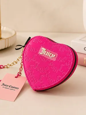Juicy Couture Can’t Tame Her Pink Heart Embossed Zip Wristlet NWT thumbnail 2