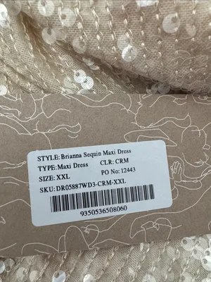 Meshki Brianna Sequin Maxi Dress in Cream Size: XXL thumbnail 3