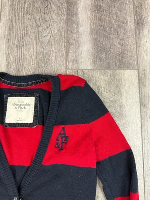 Abercrombie Red/Navy Stripe Cardigan thumbnail 4