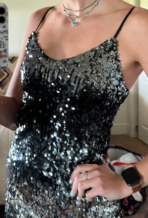 EXPRESS Black Ombré Sparkly Dress thumbnail 2