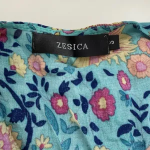 ZESICA Womens Teal Floral Wrap Dress Short Sleeve Boho‎ V-Neck Mini Dress S thumbnail 4