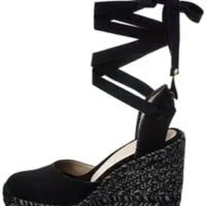 STUART WEITZMAN Marguerita Black Ankle Wrap Wedge Sandal Espadrille Shoes 5.5 36 thumbnail 7